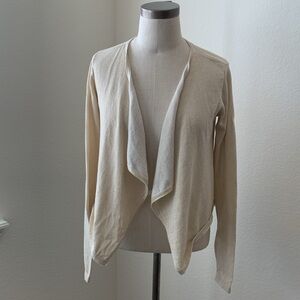 Lily Pulitzer sz S gold flecked cropped waterfall long sleeve cardigan EUC